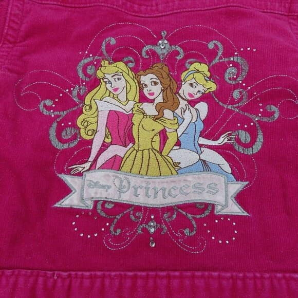 Disney Girls Extra Small XS 4 Pink Shimmer Embroidered Princess Corduroy Jacket - Picture 7 of 14